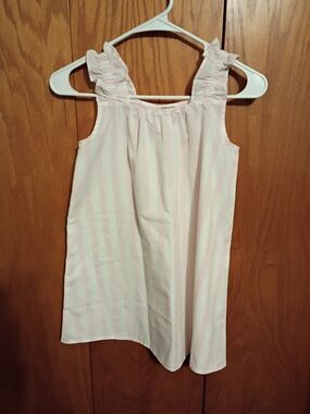 Crewcuts Pink and White Striped Ruffle Strap Dress